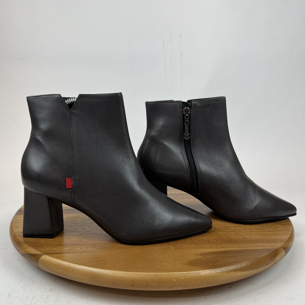 Womens Marc Joseph Ramona Ave Gray Leather Heeled Ankle Booties Size 8 M GUC
